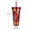 Spoontiques Harry Potter Acrylic Foil Cup with Straw, 20oz – Metallic Locking, Double Wall Insulated, BPA Free – Gryffindor