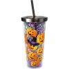 Spoontiques – Glitter Filled Acrylic Tumbler – Glitter Cup with Straw – 20 oz - Stainless Steel Locking Lid with Straw – Double Wall Insulated – BPA Free – Pumpkins