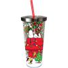 Spoontiques – Glitter Filled Acrylic Tumbler – Glitter Cup with Straw – 20 oz - Stainless Steel Locking Lid with Straw – Double Wall Insulated – BPA Free – Snoopy Christmas Drinking Cup