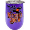 Spoontiques – Witches Stainless – Insulated Wine Tumbler with Lid – Double Wall Stainless Steel Stemless Wine Glass – 16oz