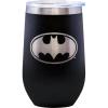 Spoontiques Batman Etched Stainless Steel Tumbler – Insulated Tumbler with Lid – Double Wall Stainless Steel Stemless Glass – 16oz – 5 5/8″ Tall