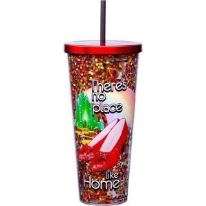 Spoontiques – Glitter Filled Acrylic Tumbler – Glitter Cup with Straw – 32oz - Stainless Steel Locking Lid with Straw – Double Wall Insulated – BPA Free – Ruby Slipper