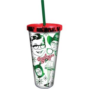 Spoontiques Acrylic Foil Cup with Straw, 20oz – Metallic Locking, Double Wall Insulated, BPA Free – A Christmas Story