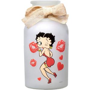 Spoontiques Betty Boop Battery Powered Glass Lantern – Decorative 7.75” LED with Warm Light, Flameless & Cordless, Indoor & Outdoor Tabletop or Hanging Lantern, 2 AA Batteries Required