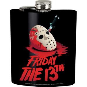 Spoontiques Friday the 13th Stainless Steel Hip Flask Functional Drinkware – 7oz Liquid Capacity with Stainless Steel Refill Funnel – 4.75” Tall – Gift for Birthday, Bachelor or Bachelorette Party