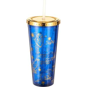 Spoontiques Harry Potter Acrylic Foil Cup with Straw, 20oz – Metallic Locking, Double Wall Insulated, BPA Free – Constellations