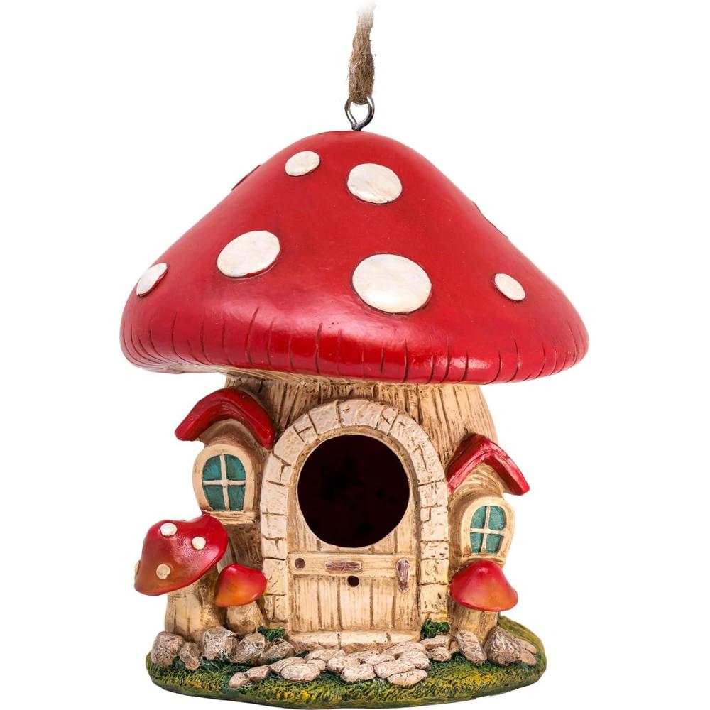 image:imageSpoontiques Birdhouse Garden Decor Decorative for Yard and Garden Decoration Hanging Novelty Outdoor Patio Mushroom House