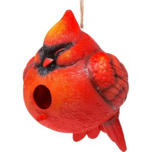 Spoontiques Cardinal Round Birdhouse – Garden Décor – Decorative Bird House for Yard and Garden Decoration