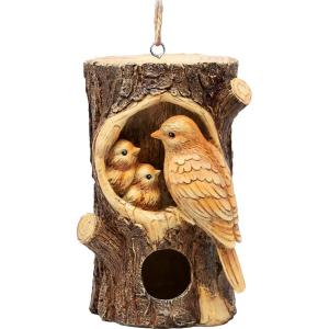 Spoontiques Carved Birds Birdhouse – Garden Decor – Decorative Bird House for Yard and Garden Decoration – Hanging Novelty Birdhouse for Outdoor Patio