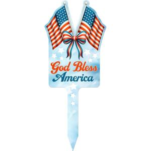 Spoontiques God Bless America Metal Plant Stakes for Home & Garden – Novelty Garden Stakes for Indoor & Outdoor Flowers, Vegetables, Shrubs & More