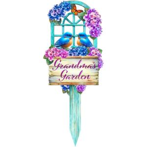 Spoontiques Grandma’s Garden Metal Plant Stakes for Home & Garden – Novelty Garden Stakes for Indoor & Outdoor Flowers, Vegetables, Shrubs & More