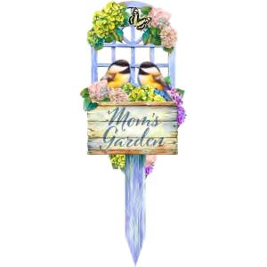 Spoontiques Mom’s Garden Metal Plant Stakes for Home & Garden – Novelty Garden Stakes for Indoor & Outdoor Flowers, Vegetables, Shrubs & More