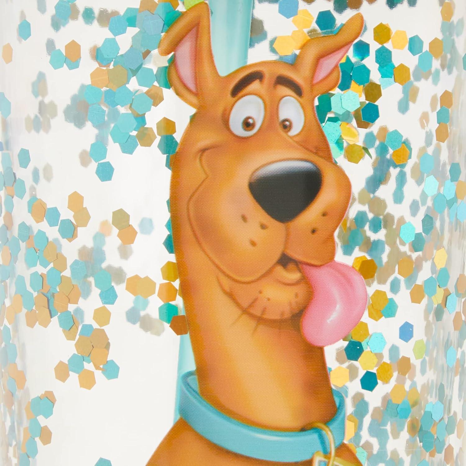 image:imageSpoontiques Glitter Filled Acrylic Tumbler Glitter Cup with Straw 20 oz Stainless Steel Locking Lid with Straw Double Wall Insulated BPA Free Scooby Doo