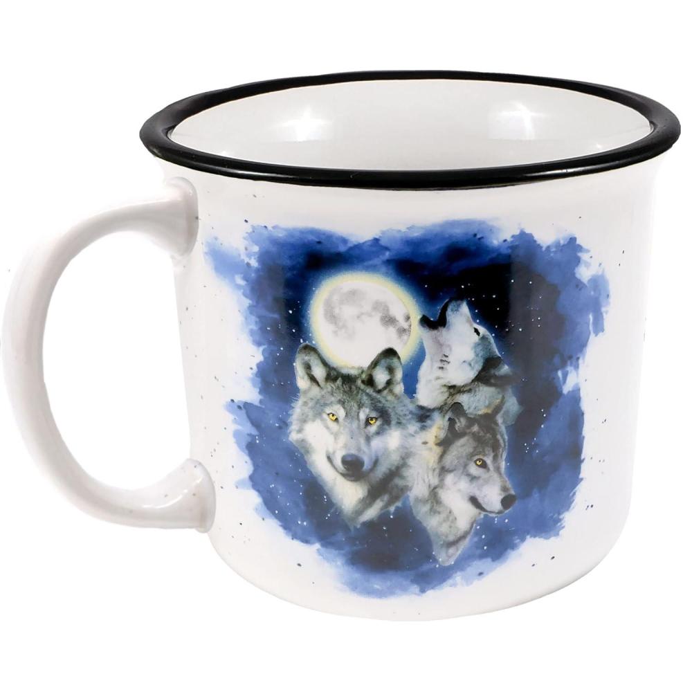 image:imageSpoontiques  Wolf Camper Mug  Cute Ceramic Campfire Mug  Great for Outdoor Lovers Backpackers Adventurers  Friends amp Family Gifts