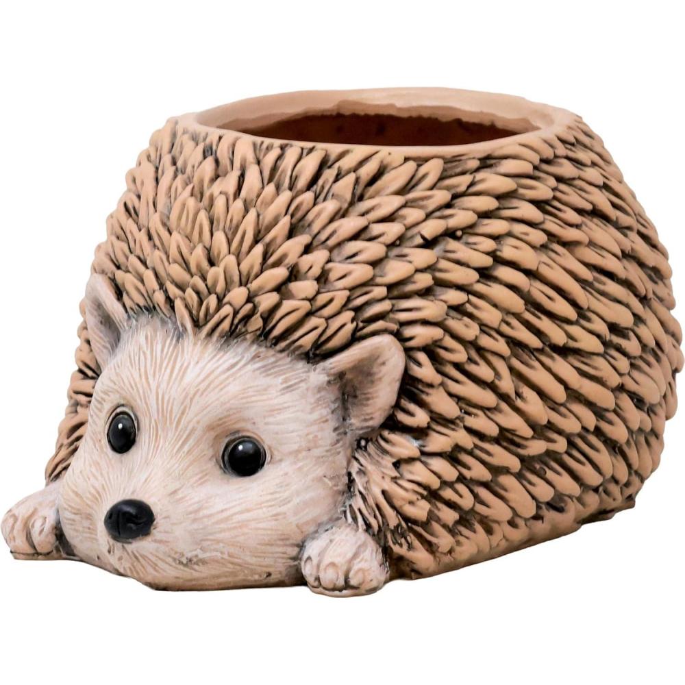 image:imageSpoontiques Hedgehog Flower Pot Decorative Flower Pots for Indoor and Outdoor Use Hand Painted Resin Plant Pot Home and Garden Dcor