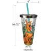 Spoontiques – Glitter Filled Acrylic Tumbler – Glitter Cup with Straw – 20 oz - Stainless Steel Locking Lid with Straw – Double Wall Insulated – BPA Free – Scooby Doo