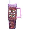 Spoontiques Dog 40oz Acrylic Travel Mug – Double Wall Acrylic with Sliding Lock Travel Lid and Straw – 11″ Tall