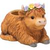 Spoontiques Highland Cow Flower Pot – Decorative Flower Pots for Indoor and Outdoor Use – Hand Painted Resin Plant Pot – Home and Garden Décor
