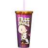 Spoontiques Peanuts Free Hugs Foil Cup – 20oz Acrylic Foil Cup with Straw – Metallic Locking Lid – Double Wall Insulated and BPA Free
