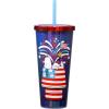 Spoontiques Snoopy Americana Foil Cup – 20oz Acrylic Foil Cup with Straw – Metallic Locking Lid – Double Wall Insulated and BPA Free