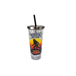 Spoontiques – Glitter Filled Acrylic Tumbler – Glitter Cup with Straw – 20 oz – Stainless Steel Locking Lid with Straw – Double Wall Insulated – BPA Free – Big Foot Glitter Cup