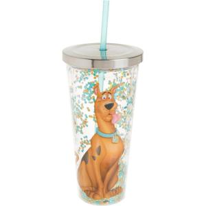 Spoontiques – Glitter Filled Acrylic Tumbler – Glitter Cup with Straw – 20 oz - Stainless Steel Locking Lid with Straw – Double Wall Insulated – BPA Free – Scooby Doo
