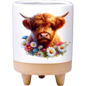 Spoontiques Highland Cow Planter – Decorative Garden Statue – Colorful Home Décor for Indoor or Outdoor Use – Patio Decoration – Garden Accessory