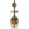 Spoontiques Hogwarts Glass w/Lid and Straw Charm, 20oz – 6.75” Tall Decorative Glass, Straw Included, Ideal for Hot & Cold Beverages