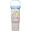 Spoontiques Pickleball 30oz Stainless Steel Bottle – 10″ Tall, Twist Off Lid & Carrying Handle – Stainless Steel Outer Wall & Acrylic Inner Wall