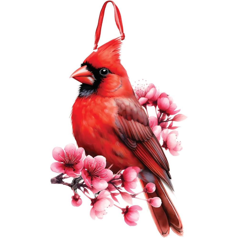 image:imageSpoontiques Door Dcor Sign  Weatherproof PVC Signs for Indoor or Outdoor Use Includes Decorative Ribbon for Hanging Cardinal Door Sign