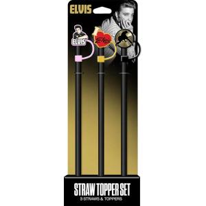 Spoontiques Looney Tunes Straw Topper Set, 3 Pack – 12.5″, BPA-Free Straws w/Silicone Charm Topper, Ideal for Water Bottles, Travel Mugs, Tumblers(Elvis)