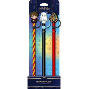 Spoontiques Looney Tunes Straw Topper Set, 3 Pack – 12.5″, BPA-Free Straws w/Silicone Charm Topper, Ideal for Water Bottles, Travel Mugs, Tumblers(Harry Potter)