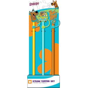 Spoontiques Looney Tunes Straw Topper Set, 3 Pack – 12.5″, BPA-Free Straws w/Silicone Charm Topper, Ideal for Water Bottles, Travel Mugs, Tumblers(Scooby Doo)