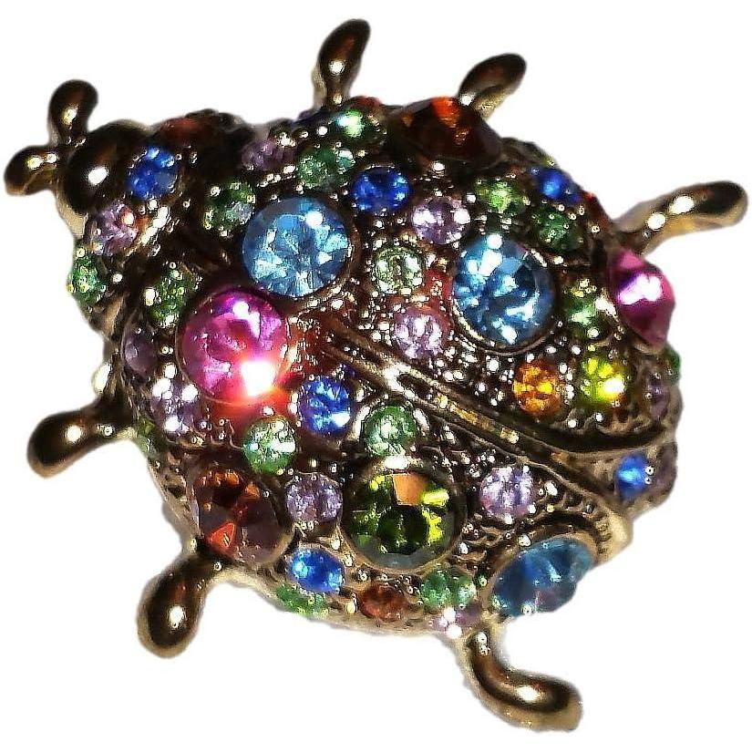 image:imagePretty Multi Color Ladybug Austrian Crystal Jeweled Pin Brooch