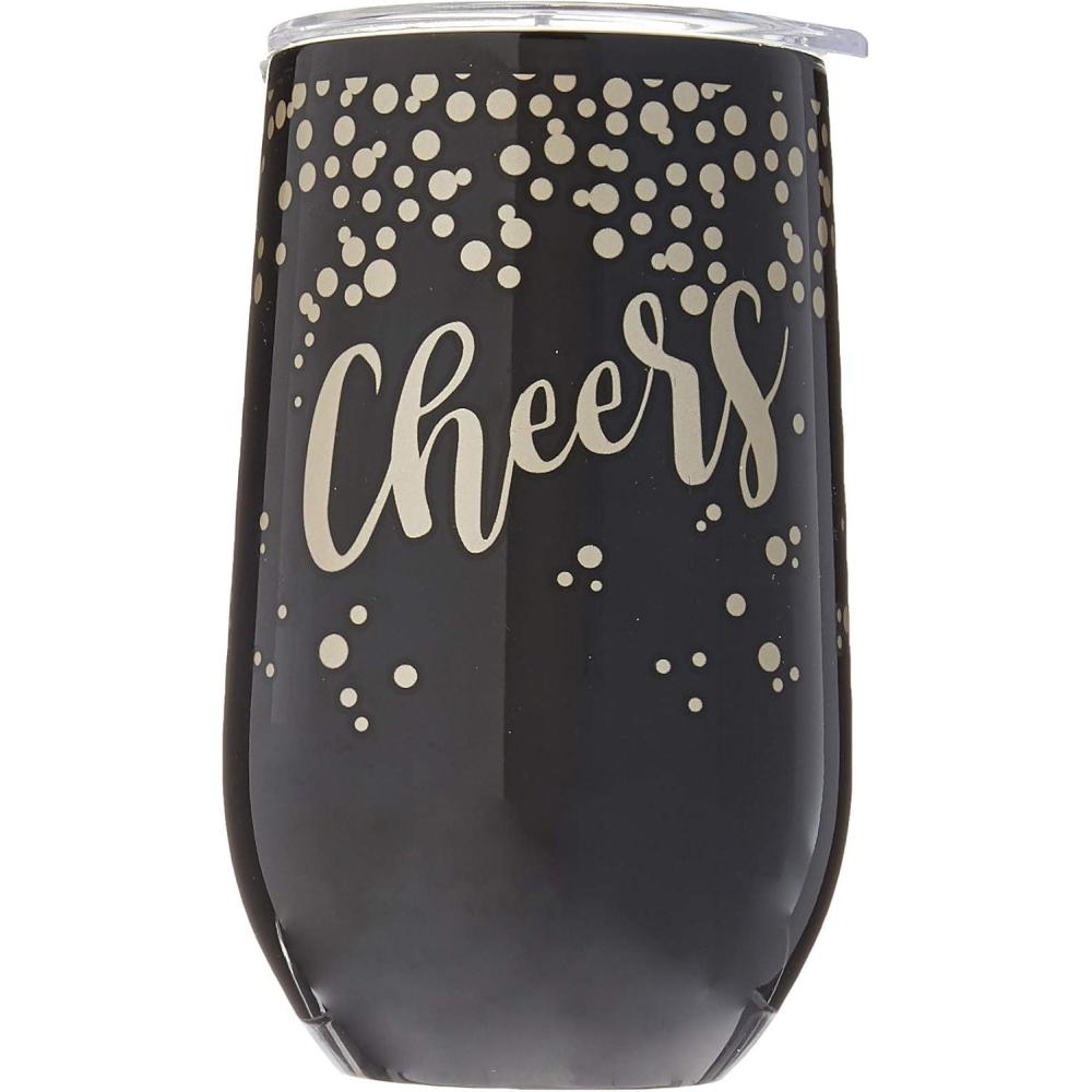image:imageSpoontiques 16936 Cheers Stainless Wine Tumbler Black