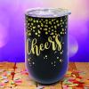Spoontiques 16936 Cheers Stainless Wine Tumbler, Black
