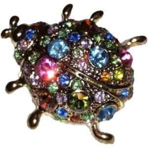 Pretty Multi Color Ladybug Austrian Crystal Jeweled Pin Brooch