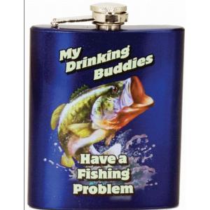 Spoontiques Hip Flask, “Skull and Crossbones”(Royal Blue)