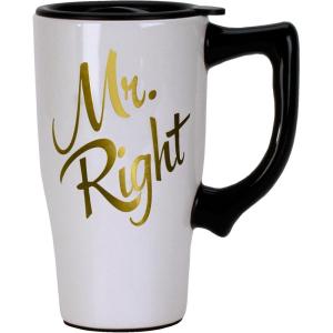 Spoontiques Mr. Right Travel Mug, White, 16 ounce