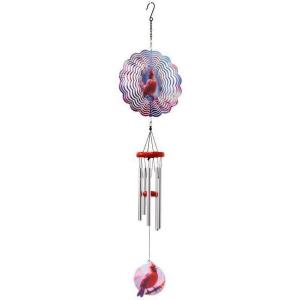 Spoontiques Cardinal Wind Spinner Chime – Outdoor Garden Décor – Decorative Chimes for Yard, Garden, Backyard and Patio Decoration