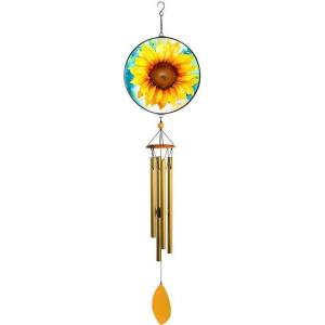 Spoontiques Sunflower Suncatcher Wind Chime – Outdoor Garden Décor – Decorative Chimes for Yard, Garden, Backyard and Patio Decoration