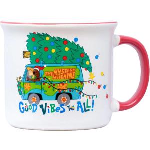 Spoontiques Scooby Doo Christmas Ceramic Camper Mugs – 14 Ounce Beverage Capacity – Microwave and Dishwasher Safe – 3 5/8″ Tall