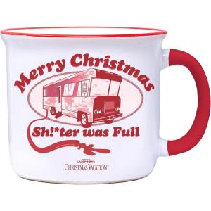 Spoontiques Sh!*ter was Full Ceramic Camper Mugs – 14 Ounce Beverage Capacity – Microwave and Dishwasher Safe – 3 5/8″ Tall