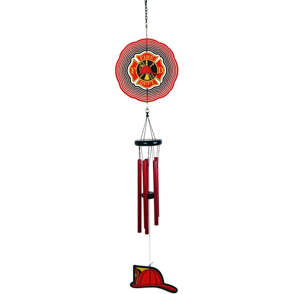 image:imageSpoontiques Fire Dept Spinner Wind Chimes Outdoor Garden Dcor Decorative Chimes for Yard Garden Backyard and Patio Decoration