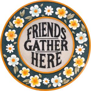 Spoontiques – Garden Décor – Friends Gather Here Stepping Stone – Decorative Stone for Garden