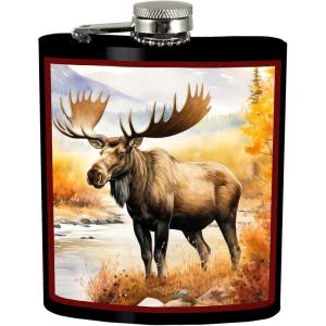 Spoontiques Moose Stainless Steel Hip Flask – Functional Drinkware – 7oz Liquid Capacity with Stainless Steel Refill Funnel – 4 3/4″ Tall – Gift for Birthday, Bachelor or Bachelorette Party