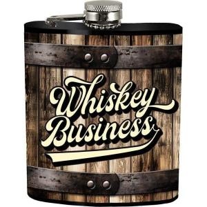 Spoontiques Whiskey Business Stainless Steel Hip Flask – Functional Drinkware – 7oz Liquid Capacity with Stainless Steel Refill Funnel – 4 ¾” Tall – Gift for Birthday, Bachelor or Bachelorette Party